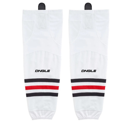 White with Black and Red Stripes